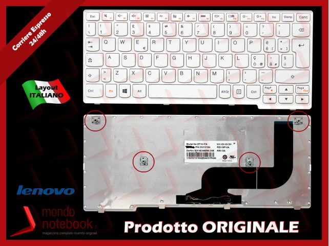Tastiera Notebook Lenovo Yoga 11S Con Frame (Bianca) Italiana