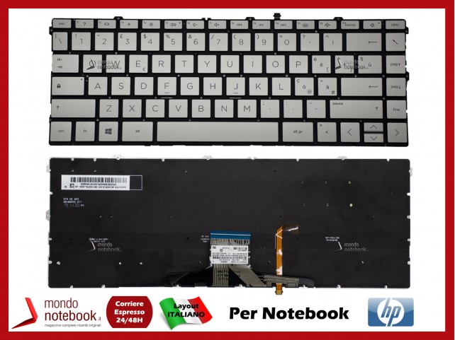 Tastiera Notebook HP Pavilion x360 14-DW 14-DV 14-DY (Silver) Retroill. Italiana