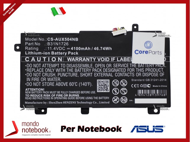 CoreParts MBXAS-BA0243 Laptop Battery for Asus 46.74Wh Li-ion 11.4V 4100mAh