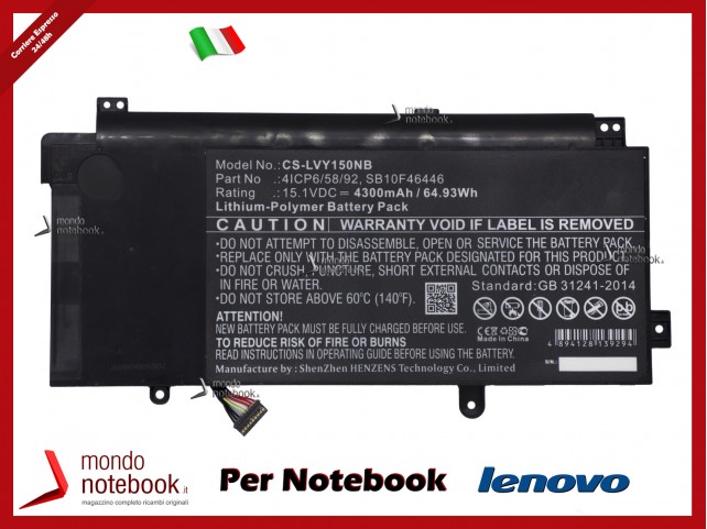 CoreParts MBXLE-BA0164 Laptop Battery for Lenovo 65Wh Li-Pol 15.1V 4300mAh