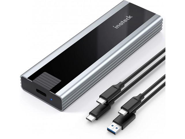 Inateck NVMe M.2 Custodia, velocità di Trasmissione di 10 Gbps, Supporta SSD M.2 NVMe e SATA, con Cavo USB da Type-A a Type-C e