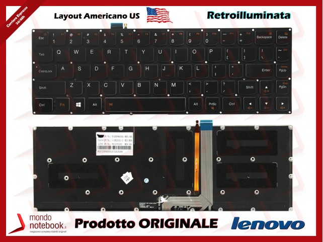 Tastiera Notebook Lenovo Yoga 3 PRO 1370 Retroilluminata - Layout Americano US