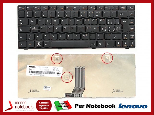 Tastiera Notebook Lenovo Z380 Z480 Z485 G480 G485 B480 B485 (Nera)