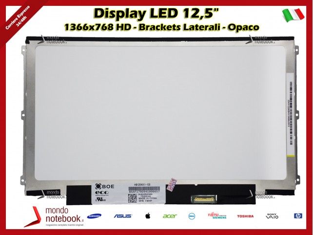 Display LED 12,5" (1366x768) WXGA HD (BRACKET LATERALI) HD 30 Pin DX (OPACO)