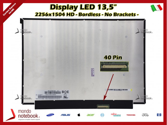Display LED 13,5" (2256x1504) EDP 40 Pin DX IPS No Brackets Acer Swift 3 SF313-52 SF313-53