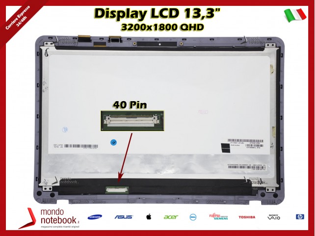 Display LCD con Touch Screen Asus UX360u UX360 UX360UA (Grigio) QHD