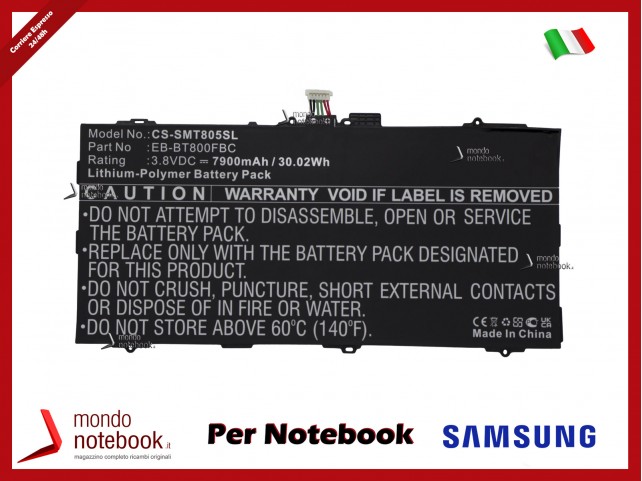 CoreParts MBXTAB-BA108 Battery for Samsung Tablet 30.02Wh Li-Pol 3.8V 7900mAh