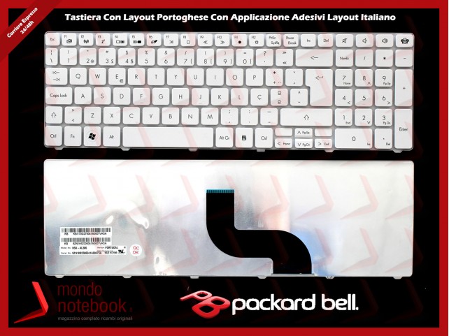 Tastiera Notebook PACKARD BELL Easynote TM81 TM86 (BIANCA) con ADESIVI LAYOUT ITALIANO