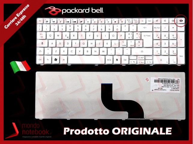 Tastiera Notebook PACKARD BELL Easynote TM81 TM86 TM87 TM89 TX86 TM98 TM94 NV50A (BIANCA)