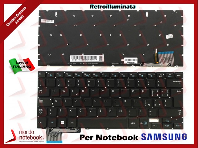 Tastiera Notebook SAMSUNG 740U3ENP740U3E Senza Frame (Italiana) Nera