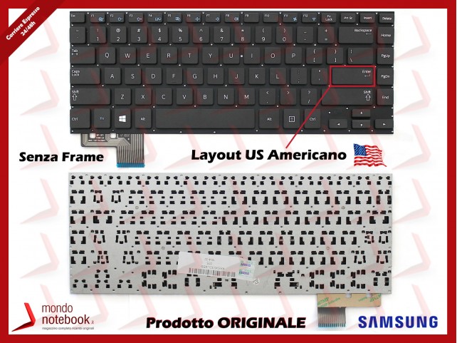 Tastiera Notebook SAMSUNG NP530U4B NP530U4C NP535U4C (SENZA FRAME) Layout Americano US