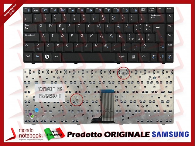 Tastiera Notebook SAMSUNG R515 R518 R519 (NERA) Italiana Versione Big Enter
