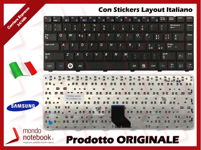 Tastiera Notebook SAMSUNG R520 R522 (NERA) con ADESIVI LAYOUT ITA