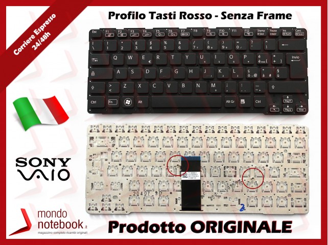 Tastiera Notebook Sony SVE14A (NERA - profilo tasti ROSSO) (SENZA FRAME)