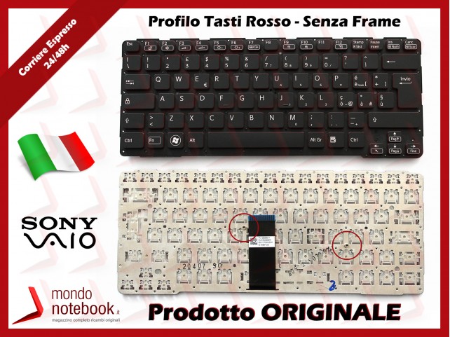 Tastiera Notebook Sony SVE14A (NERA - profilo tasti ROSSO) (SENZA FRAME) Italiana