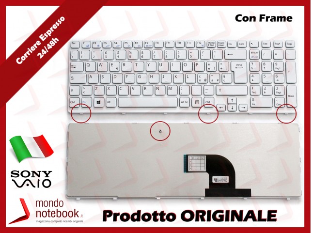Tastiera Notebook Sony SVE15 (BIANCA) (CON FRAME) Italiana