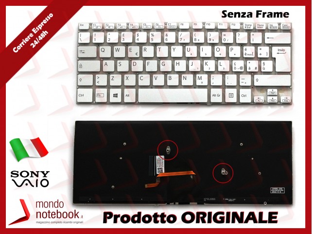 Tastiera Notebook Sony SVF14 (BIANCA) (SENZA FRAME) (RETROILLUMINATA) Italiana