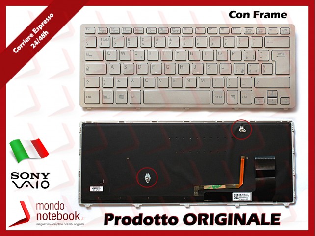 Tastiera Notebook Sony SVF14N (SILVER) (CON FRAME) (RETROILLUMINATA) Italiana