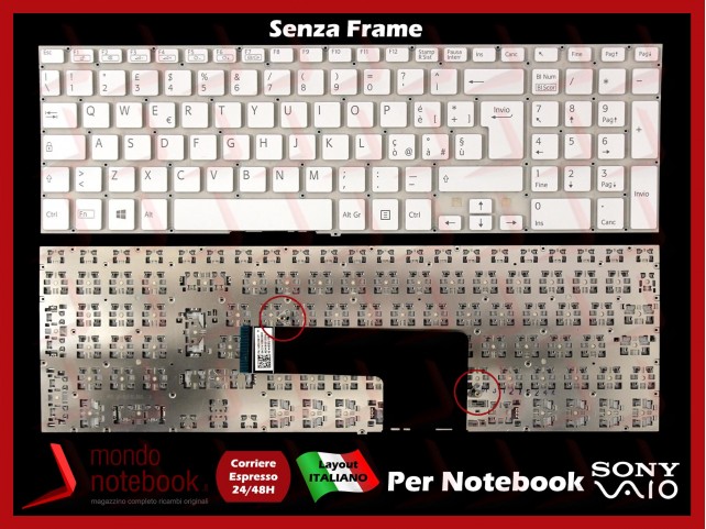 Tastiera Notebook Sony SVF152 SVF153 SERIES (BIANCA) (SENZA FRAME) Italiana