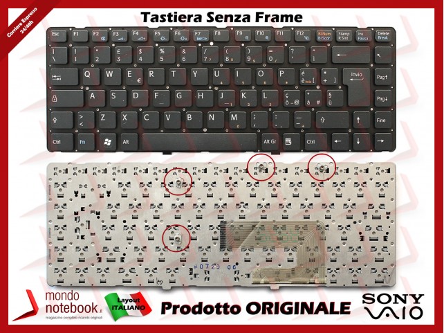 Tastiera Notebook Sony VGN-NW SERIES (NERA) (SENZA FRAME) Italiana