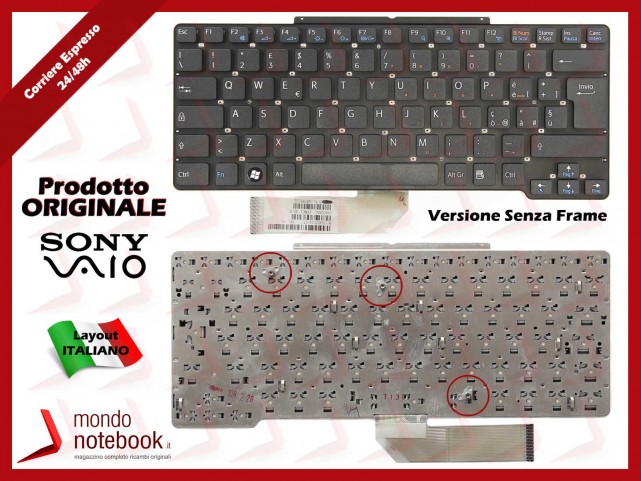 Tastiera Notebook Sony VGN-SR PCG-5N2M (NERA) SENZA FRAME