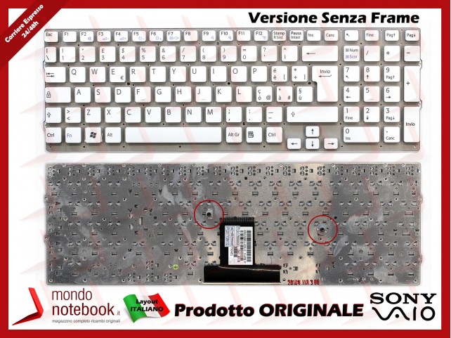 Tastiera Notebook Sony VPC-EB (BIANCA) (SENZA FRAME) Italiana