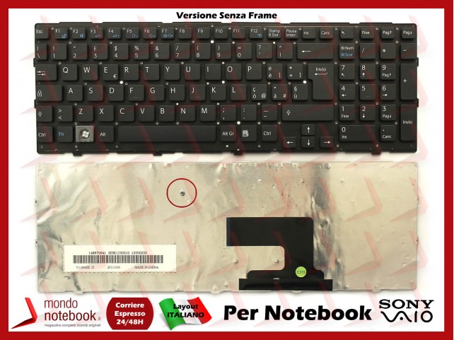 Tastiera Notebook Sony VPC-EH PCG-71911M 71811M (NERA) (Senza Frame)