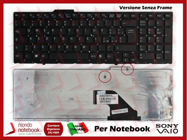 Tastiera Notebook Sony VPC-F11 VPC-F12 VPC-F13 VPC-F14 (NERA) (Senza Frame) Italiana