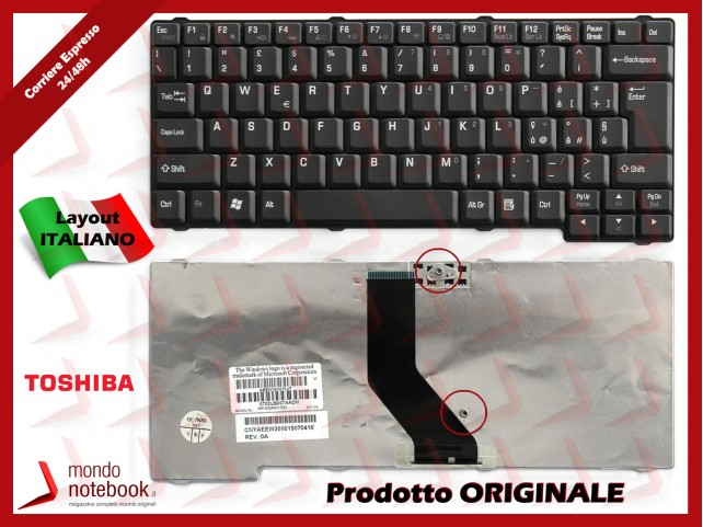 Tastiera Notebook TOSHIBA L10 L100 L15 L25 L30 L20 L20-101 (NERA)