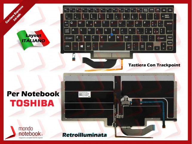 Tastiera Notebook TOSHIBA PortegeZ10T Z15T Retroilluminata con Trackpoint