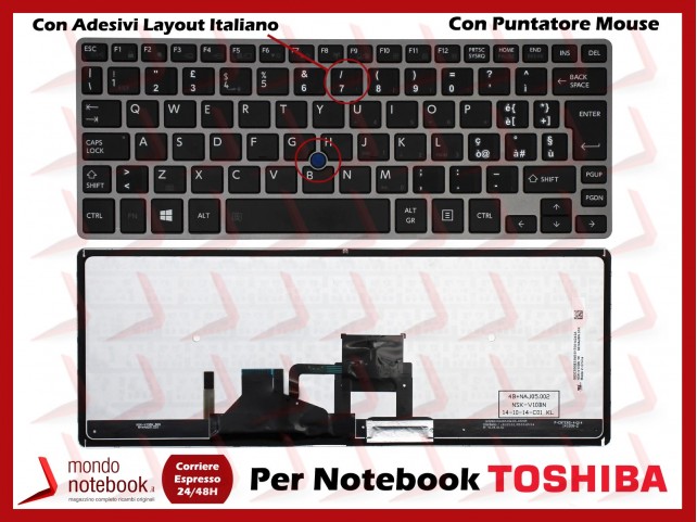Tastiera Notebook TOSHIBA Portege Z30-A Z30T Z30T-A (Retroill.) Con Adesivi Layout ITALIANO