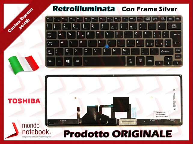 Tastiera Notebook TOSHIBA Portege Z30-A Z30T Z30T-A con Trackpoint (Retroilluminata)