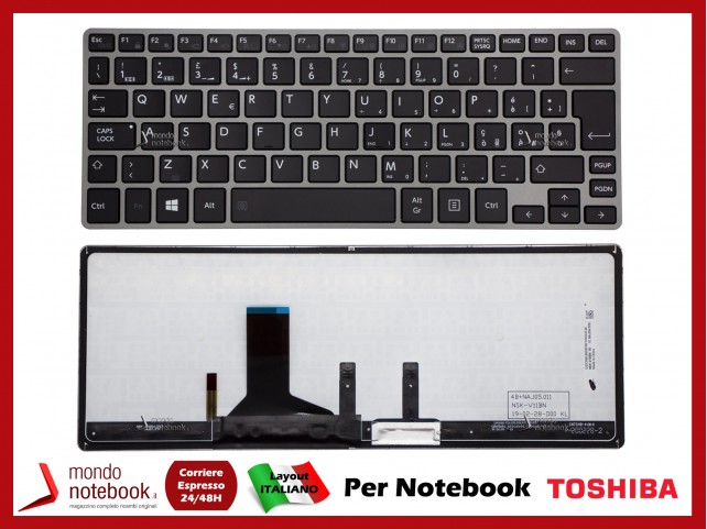 Tastiera Notebook TOSHIBA Portege Z30-B Senza Trackpoint (Retroilluminata)
