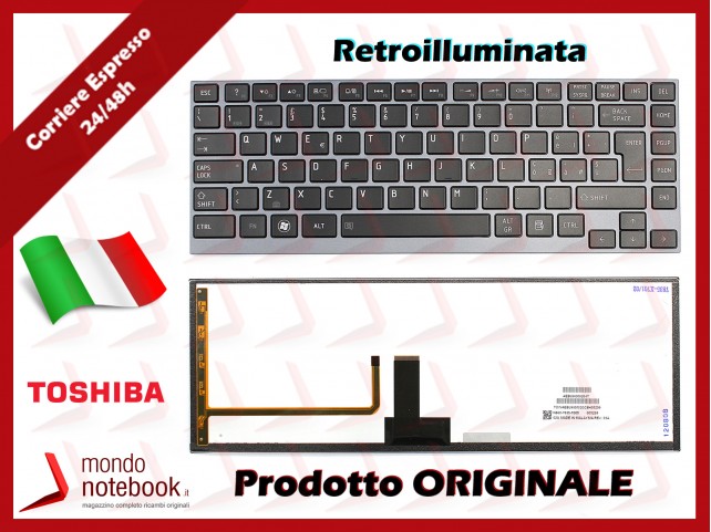 Tastiera Notebook TOSHIBA Portege Z830 Satellite U800 (RETROILLUMINATA) (FRAME GRIGIO)