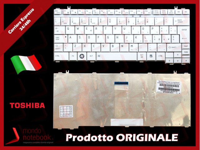 Tastiera Notebook TOSHIBA Satellite A605 M800 T130 T135 U405 U500 U505 (BIANCA)