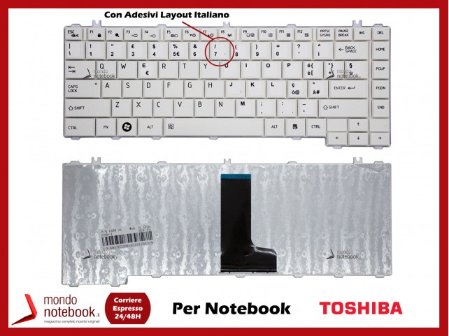 Tastiera Notebook TOSHIBA Satellite C600 C640D C645 L600 L630 L640 L730 L740 (Bianca) con Adesivi Layout Italiano