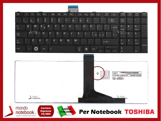 Tastiera Notebook TOSHIBA Satellite C850 C855 L850 L855 P850 P855 (NERA) SENZA FRAME