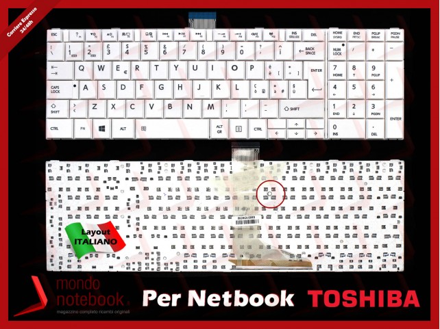 Tastiera Notebook TOSHIBA Satellite C850 C855 L850 L855 P850 P855 (BIANCA) RIGENERATA