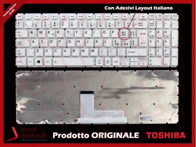 Tastiera Notebook TOSHIBA Satellite L50-B L50D-B L50-D (BIANCA) CON ADESIVI LAYOUT ITALIANO