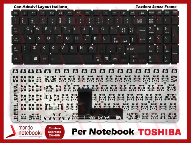 Tastiera Notebook TOSHIBA Satellite L50-B L50D-B L50-D Con ADESIVI LAYOUT ITALIANO