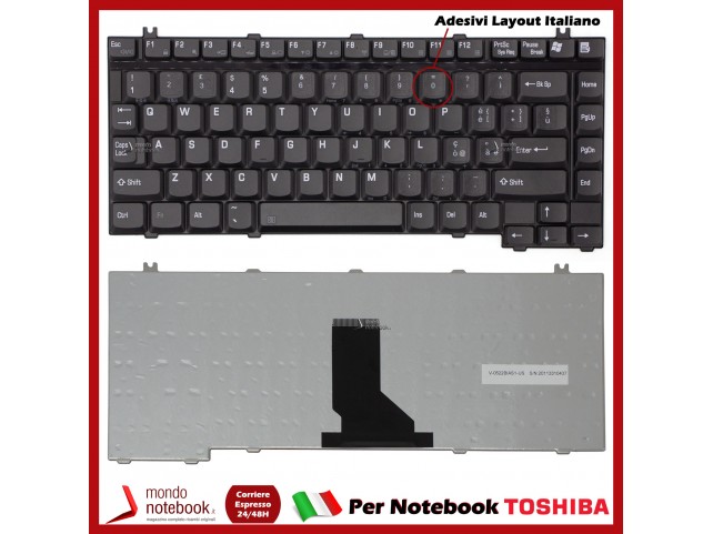 Tastiera Notebook TOSHIBA Satellite M40 A100 A130 A10 A30 A55 A70 M100 P10 P30 (NERA) con ADESIVI LAYOUT ITA