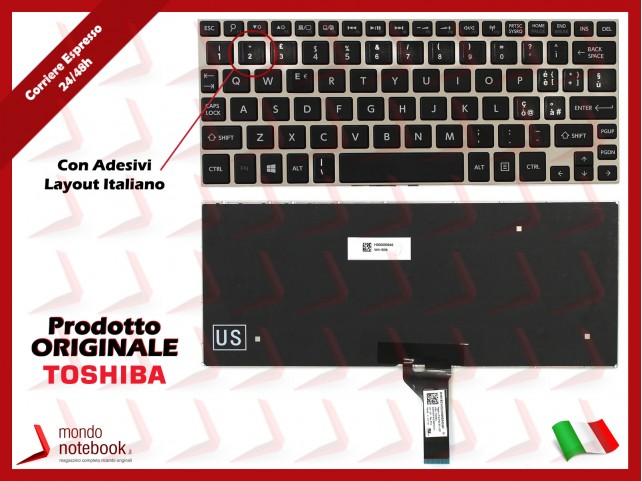 Tastiera Notebook TOSHIBA Satellite NB10 NB15 con Adesivi Layout ITA