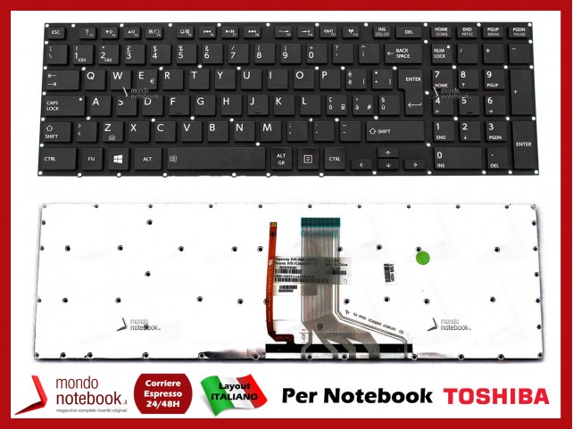 Tastiera Notebook TOSHIBA Satellite P50 P70-A Qosmio X70-A X75-A Retroilluminata NO Frame
