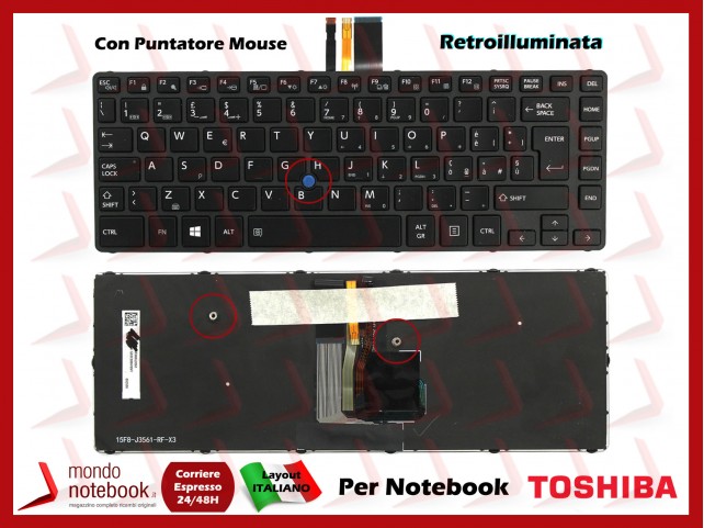 Tastiera Notebook TOSHIBA Tecra A40-C (Nera) (Retroilluninata) con Trackpoint