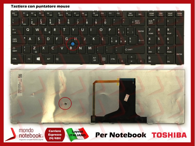 Tastiera Notebook TOSHIBA Tecra A50 W50 W50-A A50-A Retroilluminata con Trackpoint