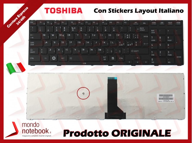 Tastiera Notebook TOSHIBA Tecra R850 R950 R960 (FRAME) (NERA) con ADESIVI LAYOUT ITA