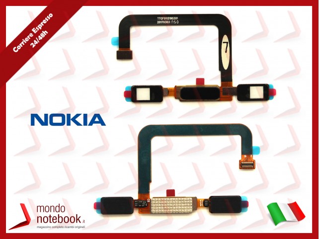 Tasto Home Nokia 6 completo di Flat Flex (Nero)