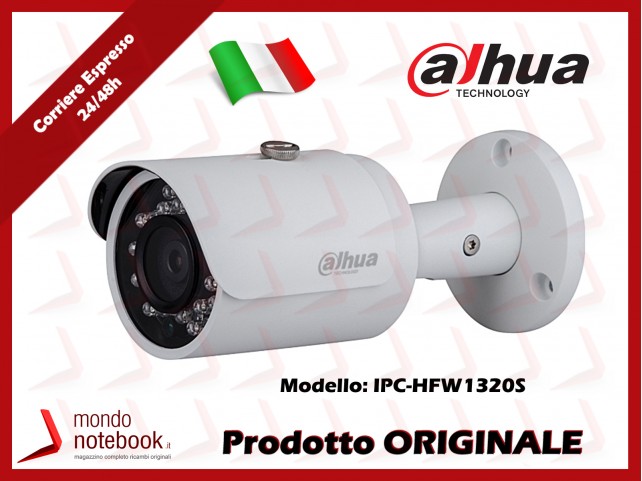 Telecamera IP Dahua per Interno / Esterno Impermeabile 3Mpx 3.6mm PoE Serie Lite V2 IPC-HFW1320S