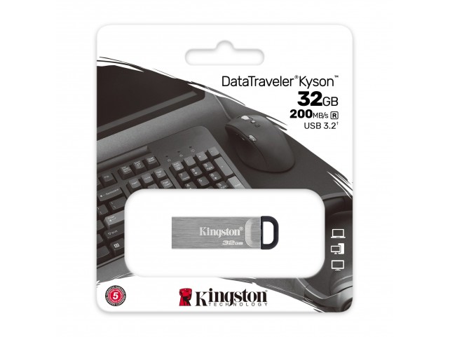 FLASH DRIVE KINGSTON USB 3.0 32GB - DTKN/32GB - METAL CASE SILVER