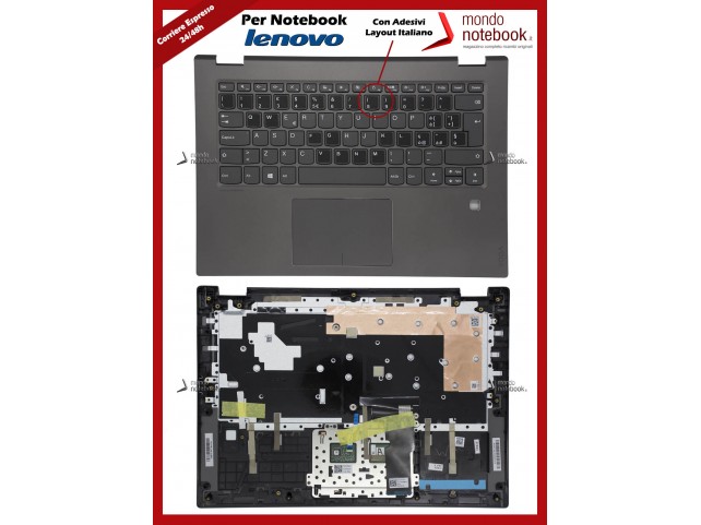 Tastiera con Top Case LENOVO Yoga 520-14IKB (Dark Grey) Con Adesivi Layout Italiano